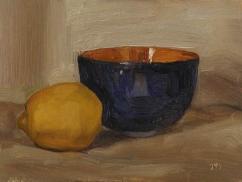 Painting of Still life with bowl and lemon
